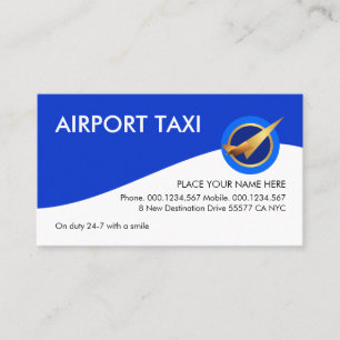 Tarjeta De Visita Despegue de Avión Cielo Blanco Azul