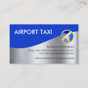 Tarjeta De Visita Despegue en pista plateada bajo cielo azul