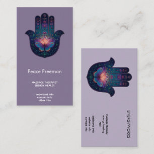 Tarjeta De Visita Despertar del Loto   Diseño de Mano Hamsa