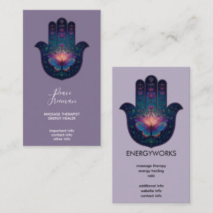 Tarjeta De Visita Despertar del Loto   Diseño de Mano Hamsa