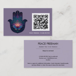 Tarjeta De Visita Despertar del Loto | Diseño de Mano Hamsa