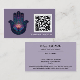 Tarjeta De Visita Despertar del Loto   Diseño de Mano Hamsa
