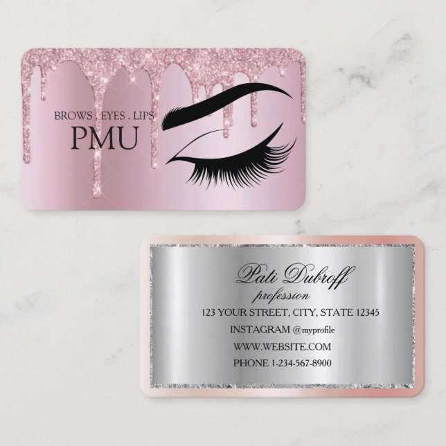Tarjeta De Visita Después del cuidado de cejas Azul PMU Microblading (Anverso / Reverso)