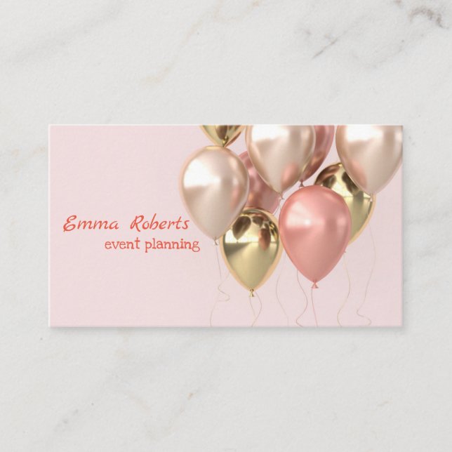 Tarjeta De Visita Destacar con un elegante diseño de globo rosa (Anverso)