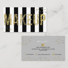 Tarjeta De Visita Destellos de Oro Brillo Negro Blanco Maquillaje Mí