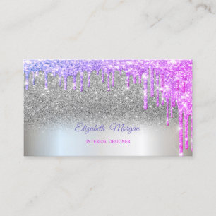 Tarjeta De Visita Destellos de plata elegantes gotas profesionales