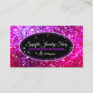 Tarjeta De Visita Destellos Rosas Glitz Glam Estrellas joyería lila