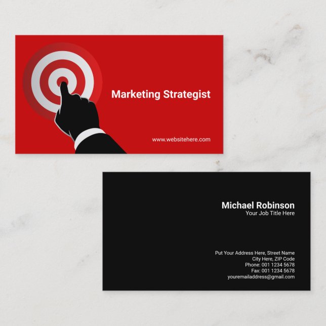 Tarjeta De Visita Destino de puntería | Objetivo y enfoque | Roja (Anverso / Reverso)