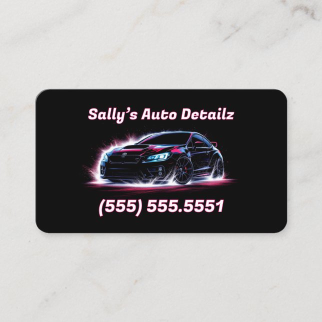 Tarjeta De Visita Detailer automático negro (Anverso)