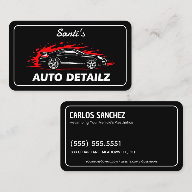 Tarjeta De Visita Detailer de coches (Anverso / Reverso)