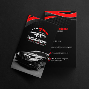 Tarjeta De Visita Detallado de automóviles automotriz negro y rojo