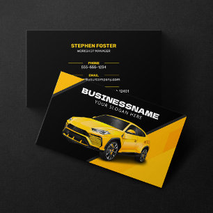 Tarjeta De Visita Detallado de automóviles Black & Yellow Automotive