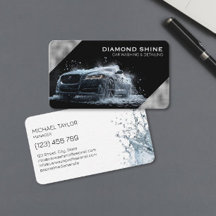 Tarjeta De Visita Detallado de Autos Profesional Moderno Limpieza La