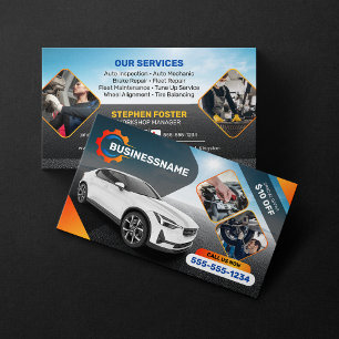 Tarjeta De Visita Detallado de Autos Reparación de Autos Alquiler de