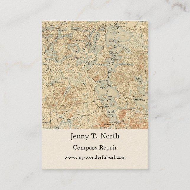 Tarjeta De Visita Detalle del lago de Saranac superior del mapa topo (Anverso)