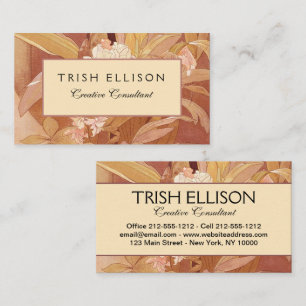 Tarjeta De Visita Detalle floral Art Nouveau de Alphonse Mucha