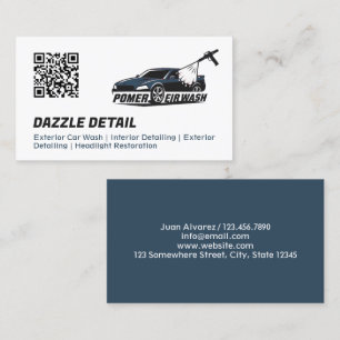 Tarjeta De Visita Detalleador de Autos Logo Personalizado Negro y Az