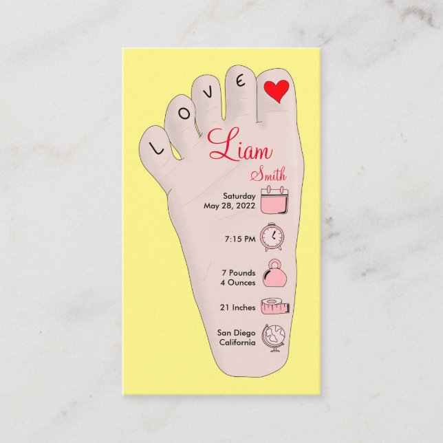 Tarjeta De Visita Detalles de estadísticas de nacimiento de regalo d (Anverso)