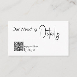 Tarjeta De Visita Detalles de nuestra boda RSVP Presupuesto de boda 