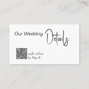 Tarjeta De Visita Detalles de nuestra boda RSVP Presupuesto de boda 
