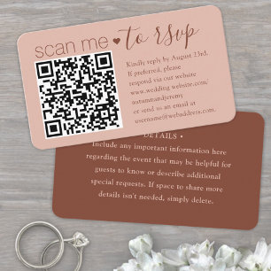 Tarjeta De Visita Detalles de Terracota y QR RSVP de 100 Pack de col