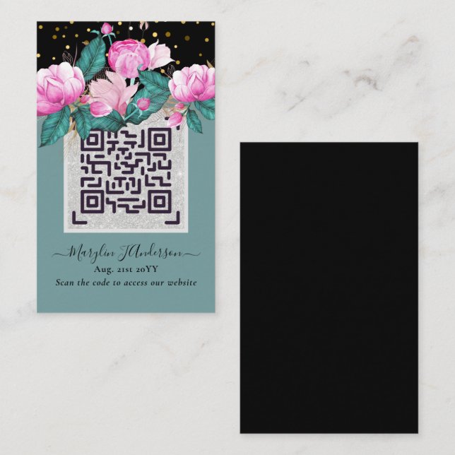 Tarjeta De Visita Detalles del Boda de código de exploración QR (Anverso / Reverso)