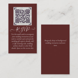 Tarjeta De Visita Detalles del Boda del hotel RSVP del código QR del
