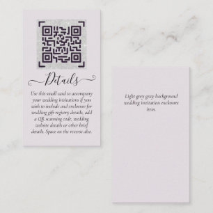 Tarjeta De Visita Detalles del Boda del hotel RSVP del código QR del