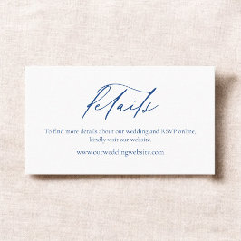 Tarjeta De Visita Detalles simples del Boda azul de la Marina Minima