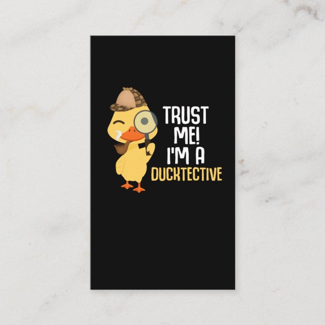 Tarjeta De Visita Detective Cute Duck Animal Humor Duck Lover (Anverso)