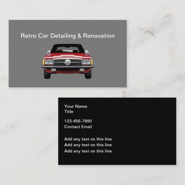 Tarjeta De Visita Detención de la renovación del coche retro clásico (Anverso / Reverso)