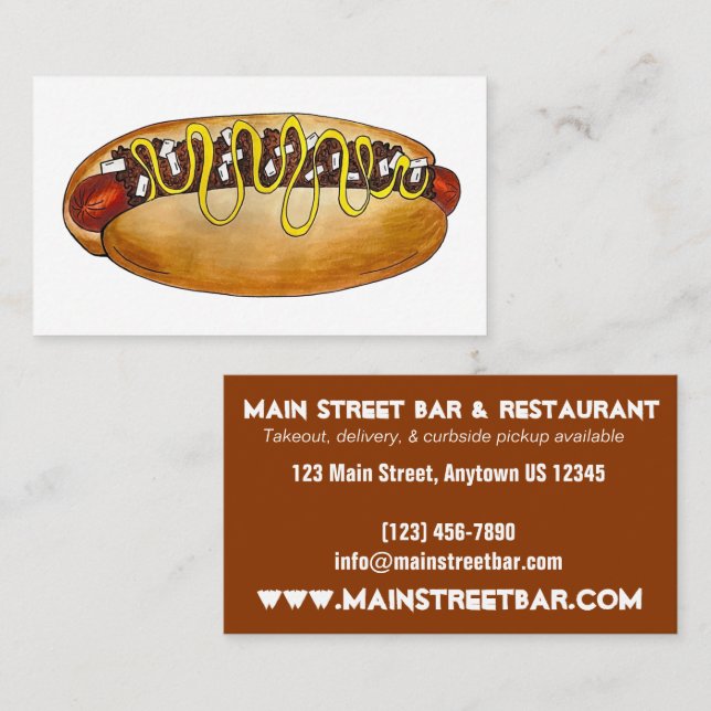 Tarjeta De Visita Detroit Michigan MI Coney Island Hot Dog Hotdog (Anverso / Reverso)