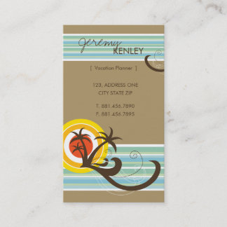 Tarjeta De Visita Día de fiesta tropical de la playa de Brown de la