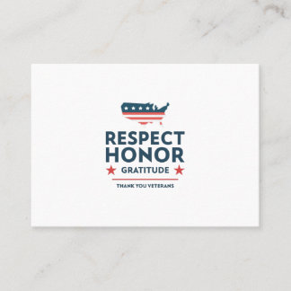 Tarjeta De Visita día de los veteranos con lema de gratitud