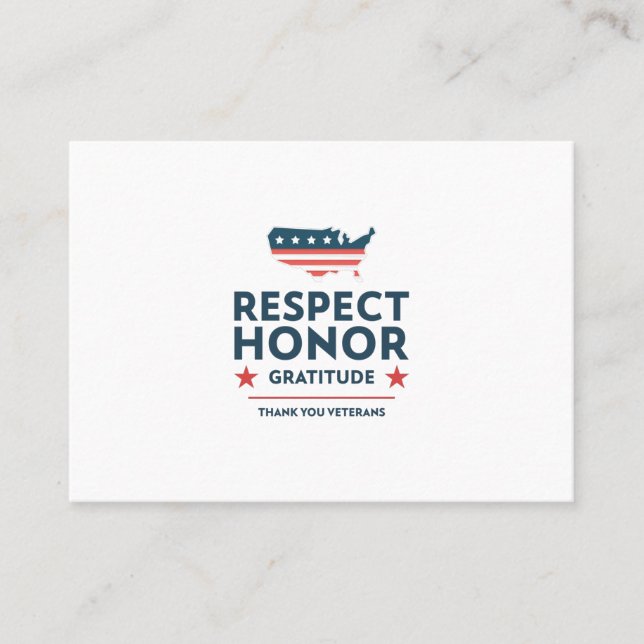Tarjeta De Visita día de los veteranos con lema de gratitud (Anverso)