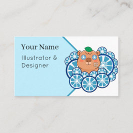 Tarjeta De Visita Día de Spa del Capybara Zen Azul con Venda