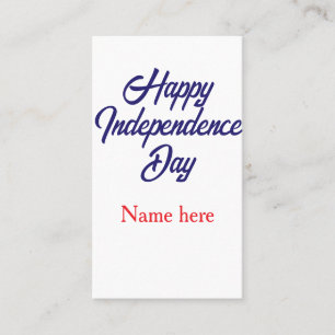 Tarjeta De Visita día feliz de la independencia nombre rojo azul ame