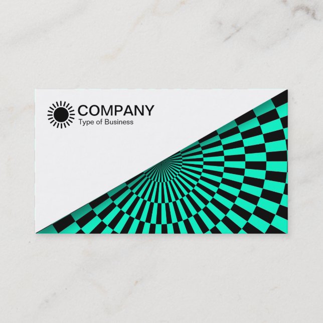 Tarjeta De Visita Diagonal V2 - Blanco - Op Art Turquoise (Anverso)
