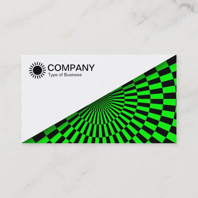 Tarjeta De Visita Diagonal V2 - Blanco - Verde Op Art (Anverso)