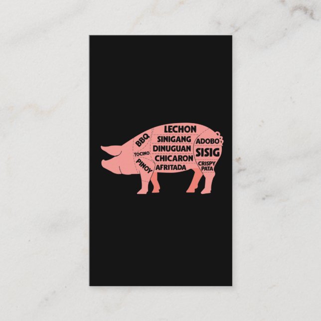 Tarjeta De Visita Diagrama de barbacoa Cerdo filipino Recorta carne (Anverso)