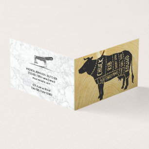 Tarjeta De Visita Diagrama de carne   Carniceros Knife