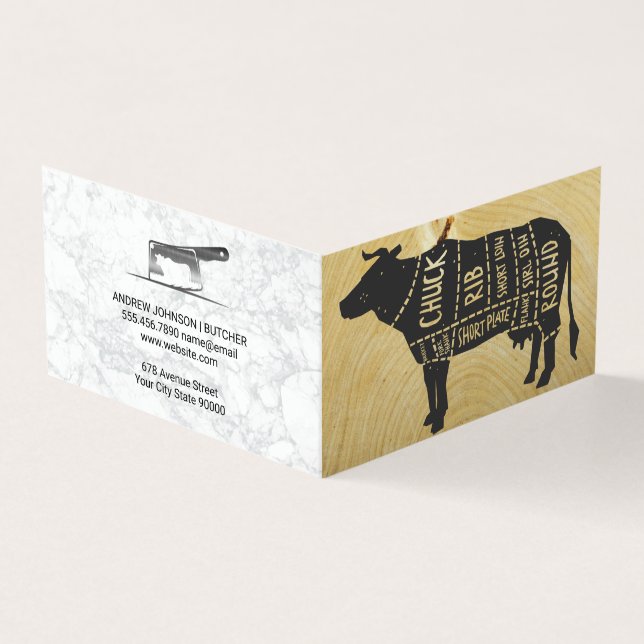 Tarjeta De Visita Diagrama de carne | Carniceros Knife (Exterior)