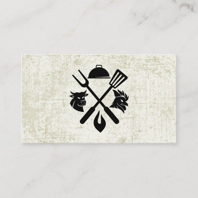 Tarjeta De Visita Diagrama de carne Utensilios de barbacoa | Pollo d (Anverso)