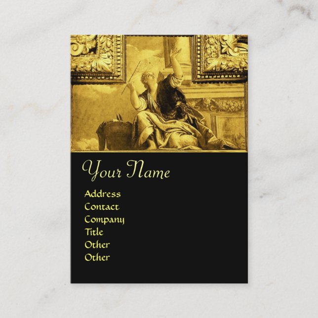 Tarjeta De Visita DIALÉTICA, amarillo dorado brillante negro (Anverso)