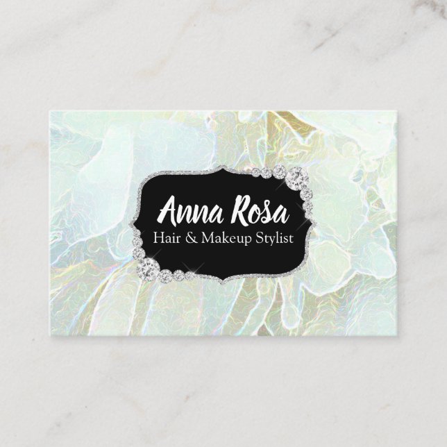 Tarjeta De Visita *~* Diamante azul turquesa de flores blandas (Anverso)