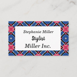 Tarjeta De Visita Diamante azul y blanco y círculos rojos