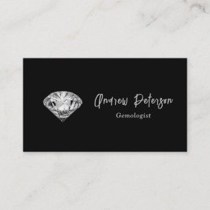 Tarjeta De Visita Diamante con fondo negro con guión plateado