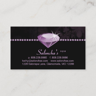 Tarjeta De Visita Diamante de imitación del corazón púrpura de la