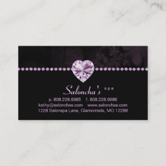 Tarjeta De Visita Diamante de imitación del corazón púrpura de la