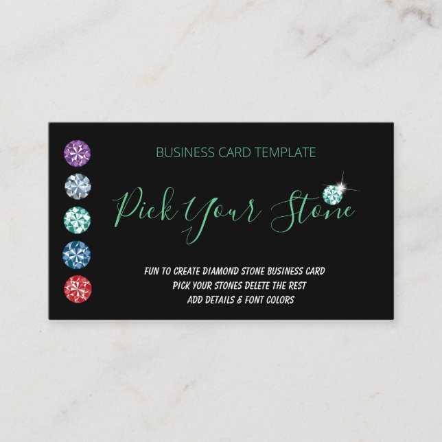 Tarjeta De Visita Diamante de imitación Jewel Fun Diamonds (Anverso)